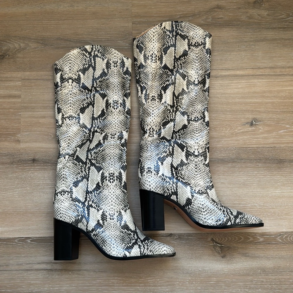 Schutz Analeah Snake-Embossed Leather Tall Boots - Gem